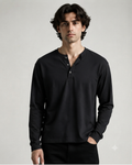 MONARQ Black Henley T-shirt (cropped)