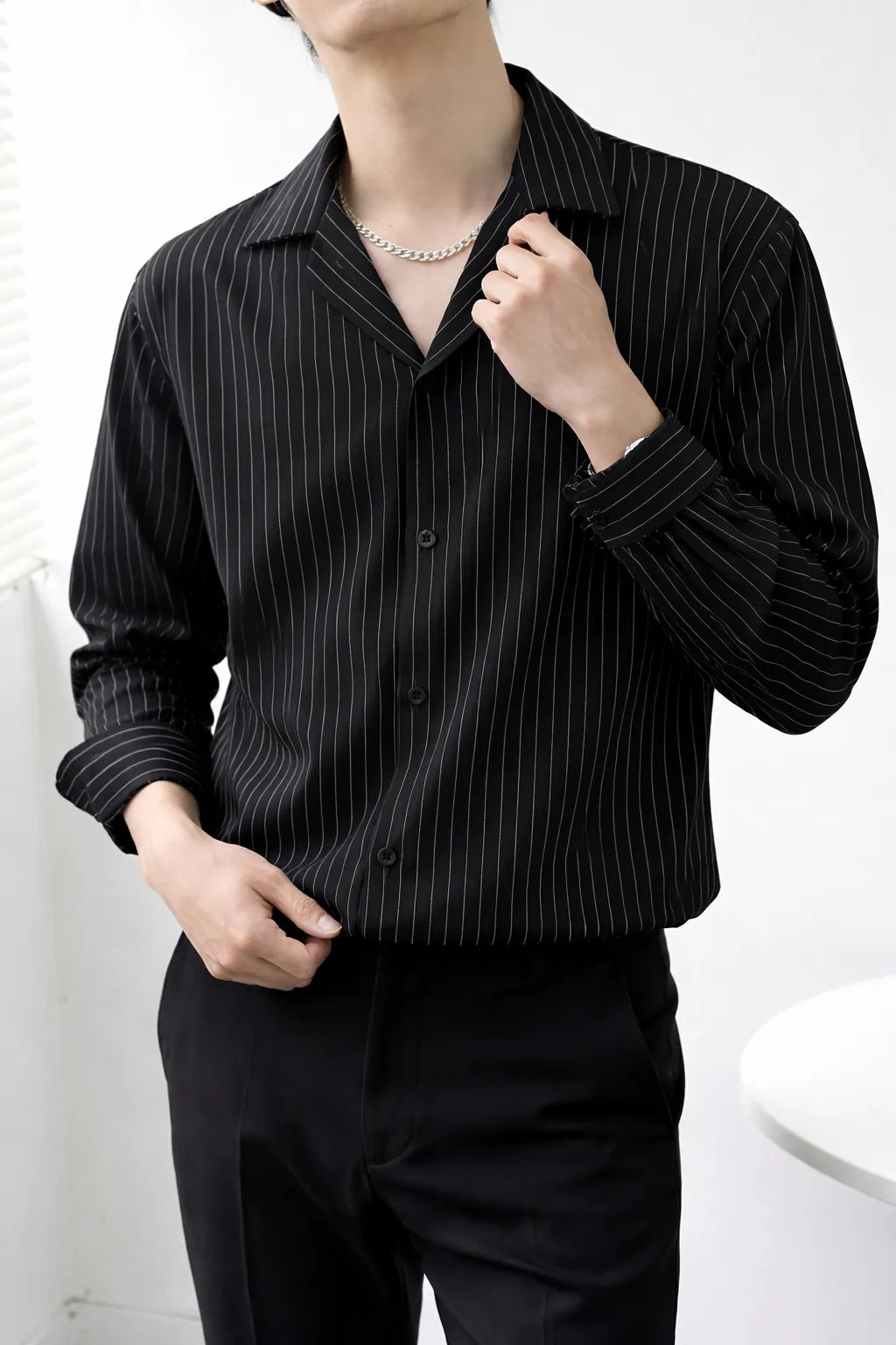 The Stripe Full Sleeves Korean Shirt