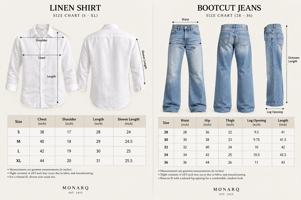 MONARQ Linen Shirt & Bootcut Jeans Combo