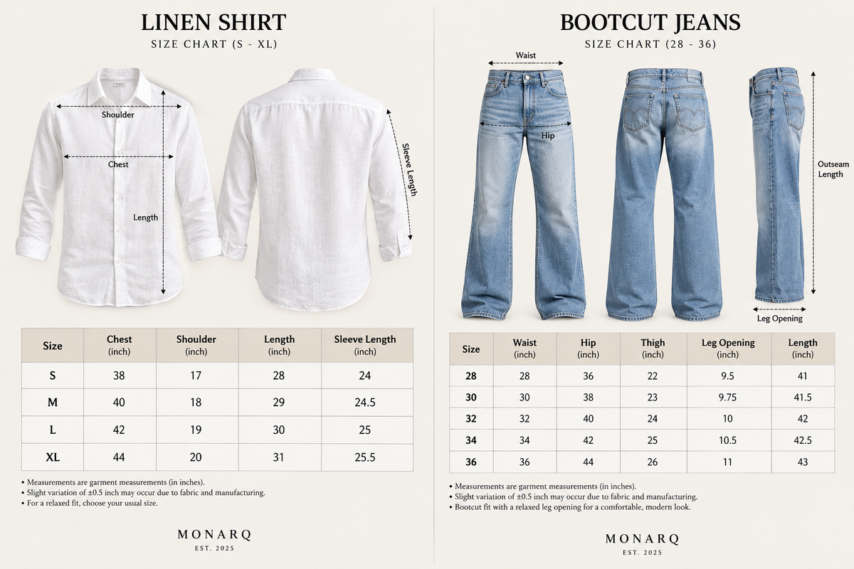 MONARQ Linen Shirt & Bootcut Jeans Combo