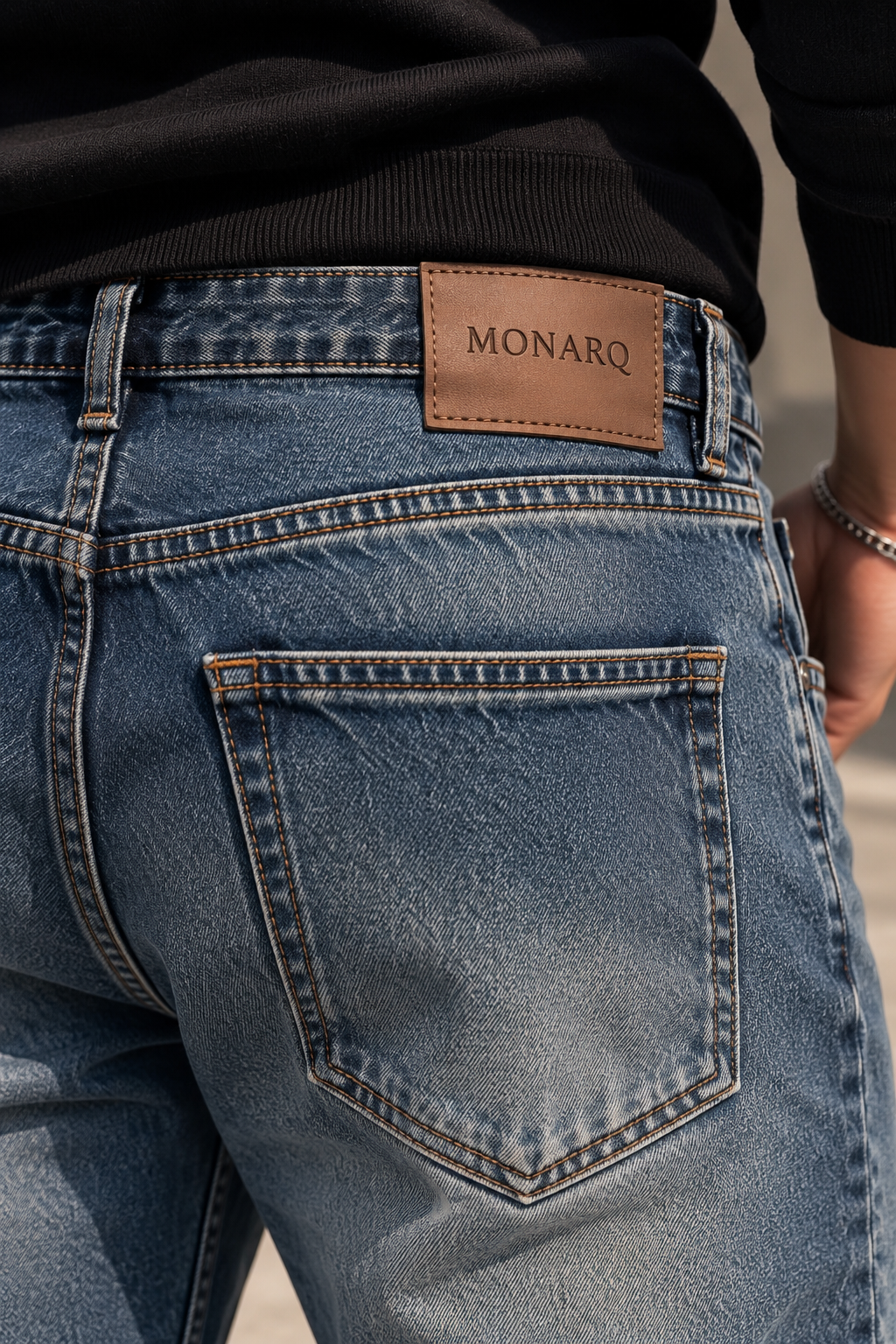 MONARQ Midnight Drift Combo (Black Henley + Bootcut Jeans)