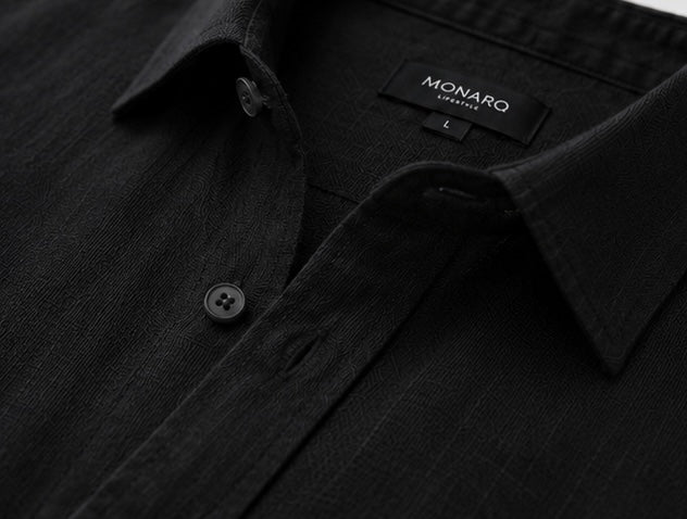MONARQ Noir Linen Shirt - Black