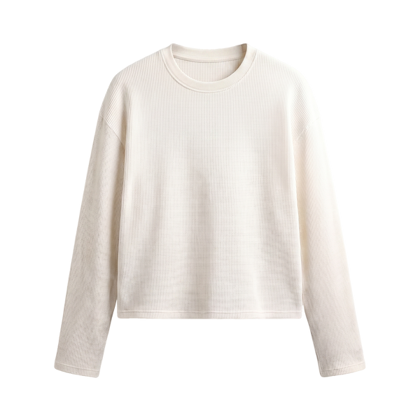 Monarq Waffle Essential Boxy Tee – Ivory