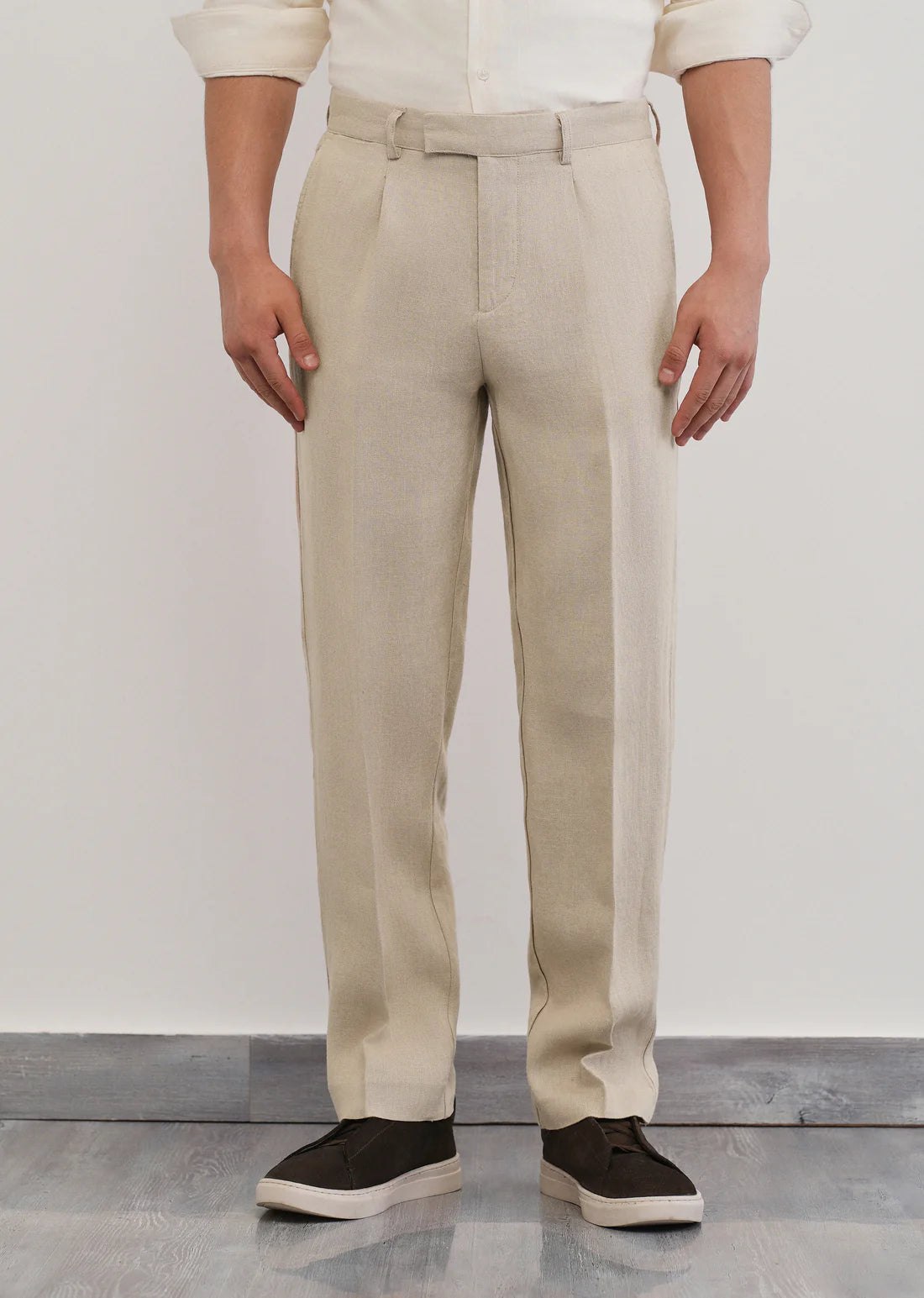 MONARQ Sandstone Linen Trousers – Beige