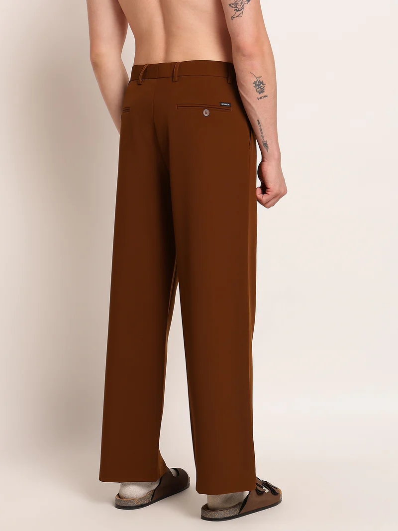MONARQ Sovereign Pleated Trousers – Chestnut Brown