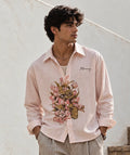 Floral Pinstripe Linen Shirt (Boxy)