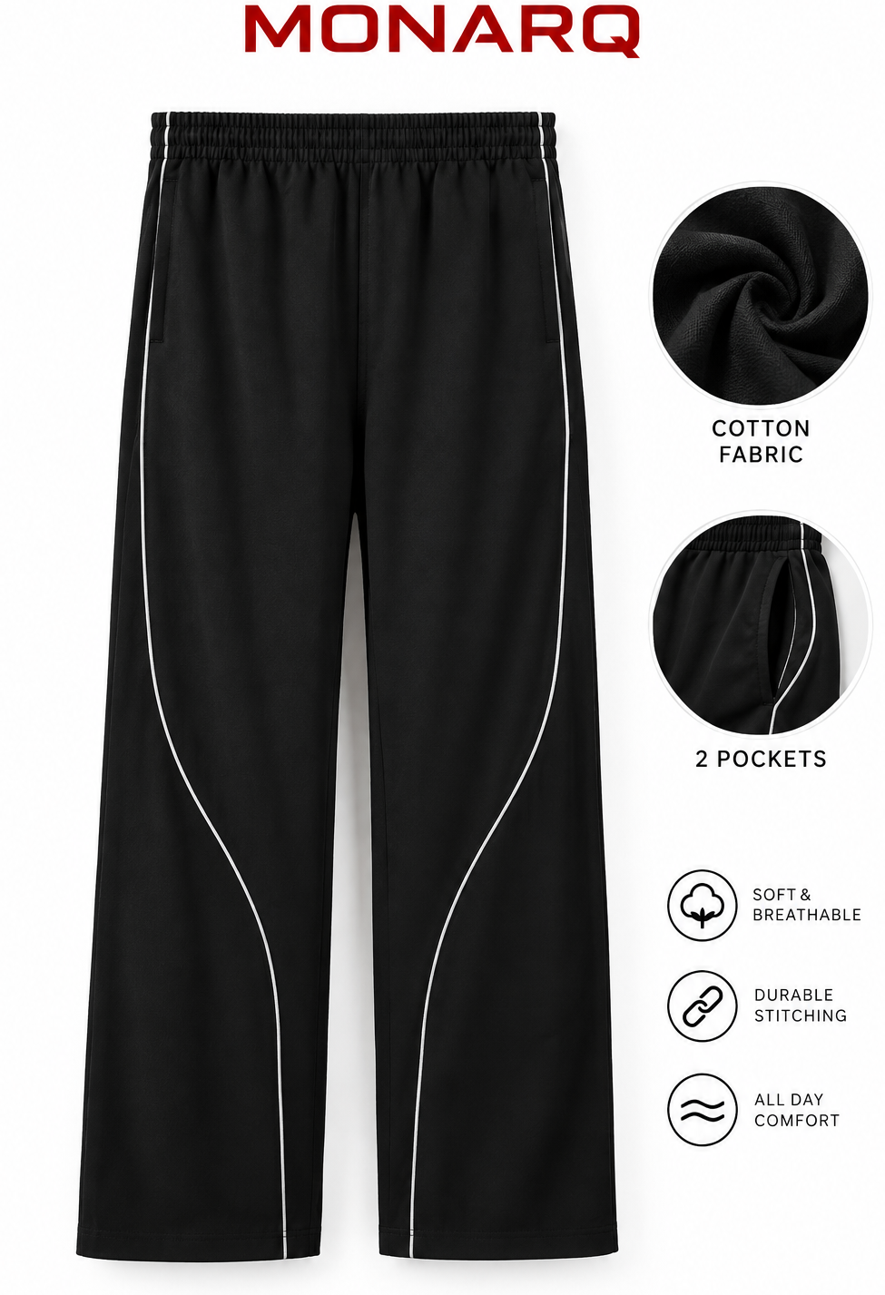 MONARQ Curveline Baggy TrackPants