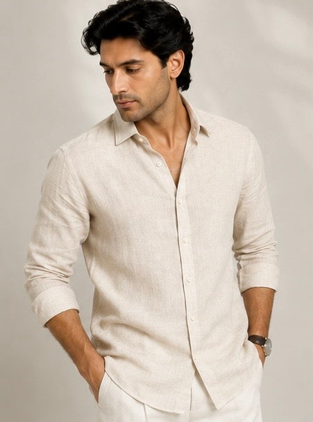 MONARQ Sandstone Linen Shirt – Beige
