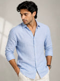 MONARQ Azure Linen Shirt – Light Blue