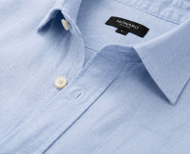 MONARQ Azure Linen Shirt – Light Blue