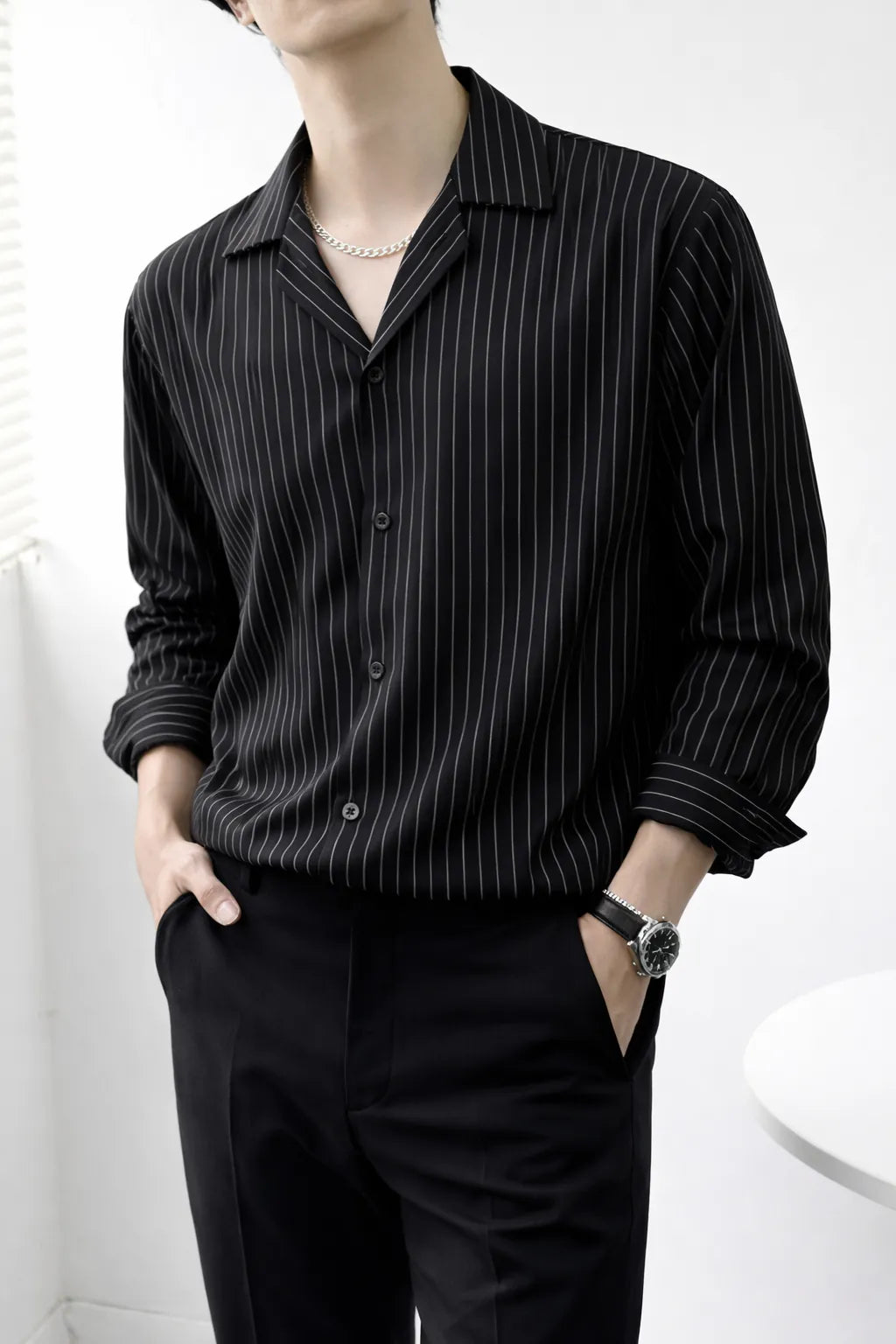The Stripe Full Sleeves Korean Shirt