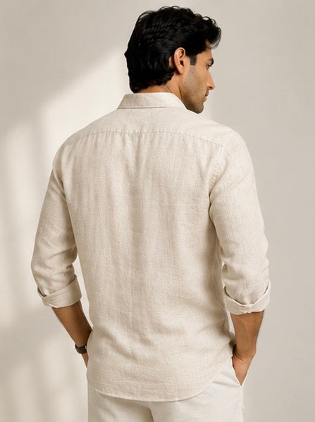 MONARQ Sandstone Linen Shirt – Beige