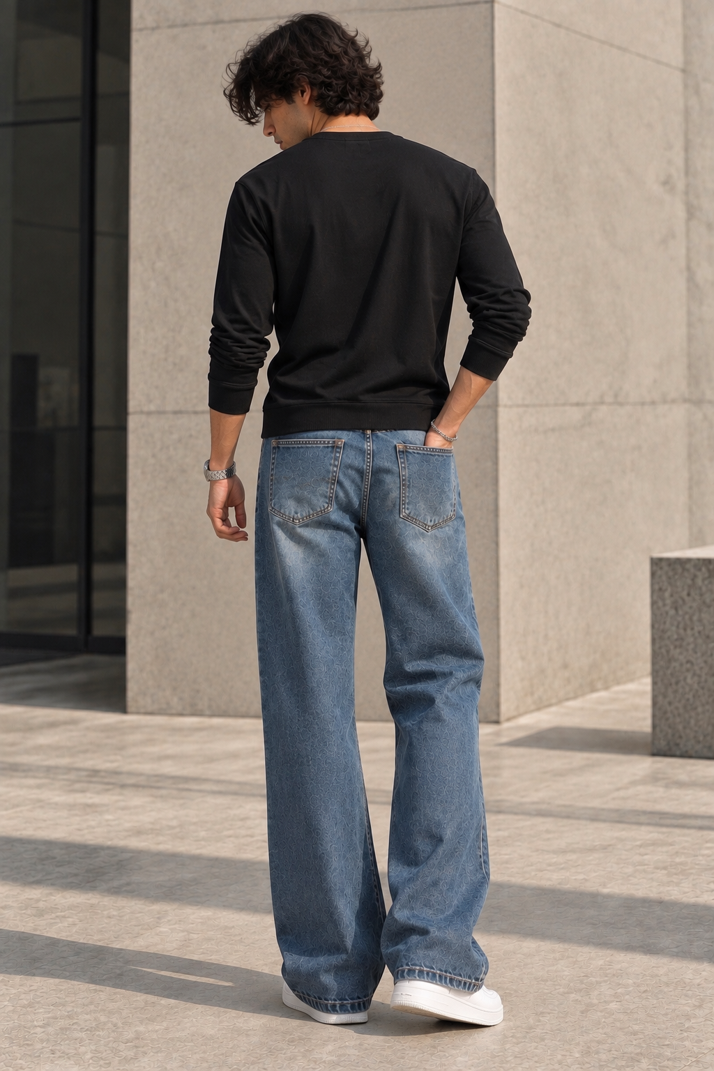 MONARQ Midnight Drift Combo (Black Henley + Bootcut Jeans)