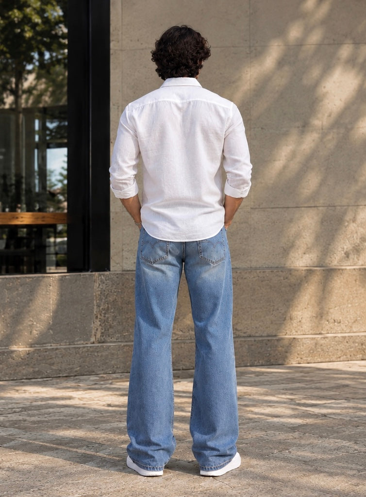 MONARQ Linen Shirt & Bootcut Jeans Combo