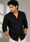 MONARQ Noir Linen Shirt - Black