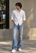 MONARQ Linen Shirt & Bootcut Jeans Combo
