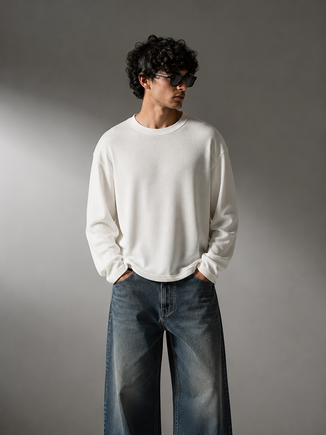 Monarq Waffle Essential Boxy Tee – Ivory