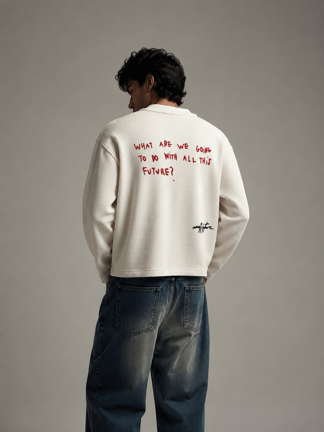 Monarq Waffle Core Boxy Tee - Ivory