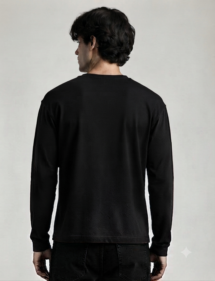 MONARQ Black Henley T-shirt (cropped)