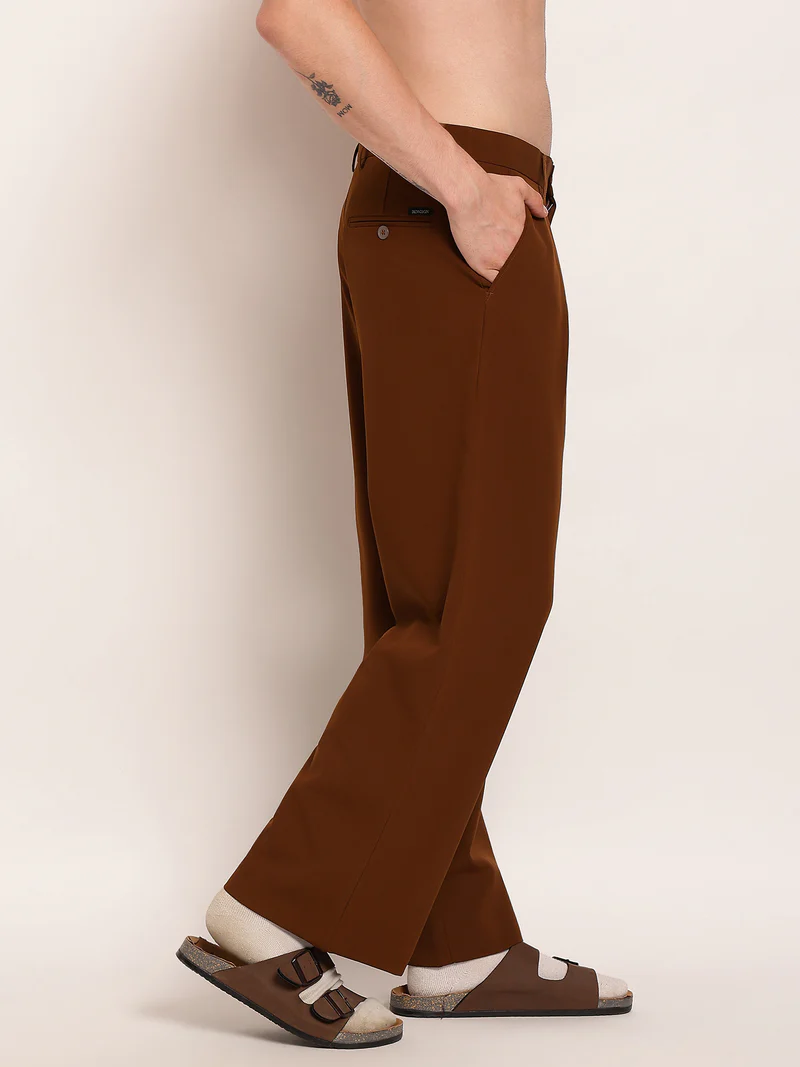 MONARQ Sovereign Pleated Trousers – Chestnut Brown