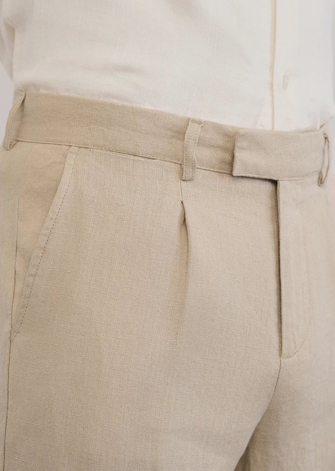 MONARQ Sandstone Linen Trousers – Beige