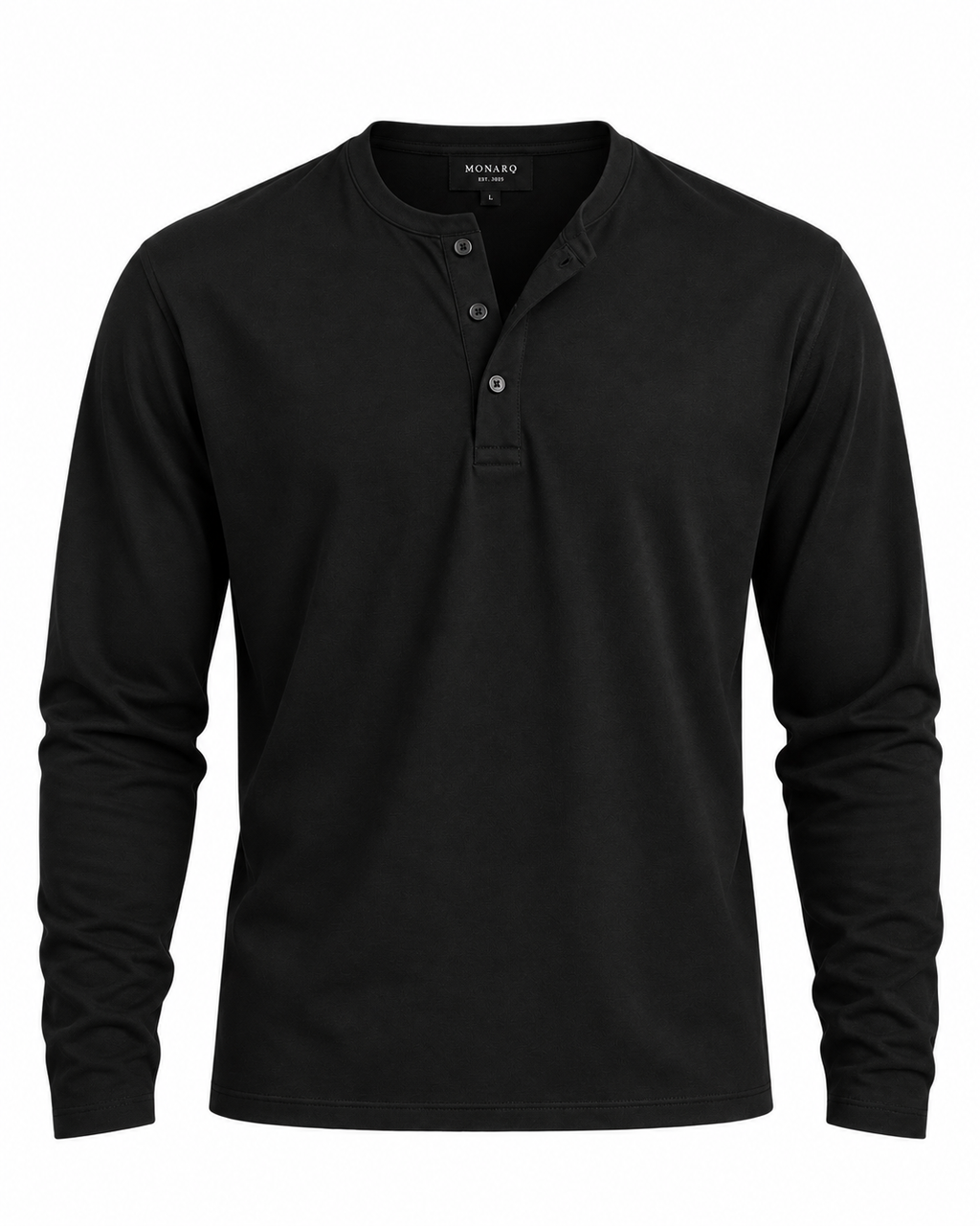 MONARQ Black Henley T-shirt (cropped)