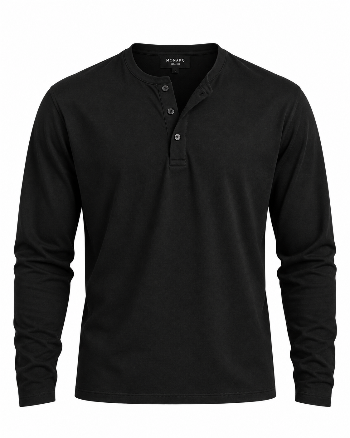 MONARQ Black Henley T-shirt (cropped)